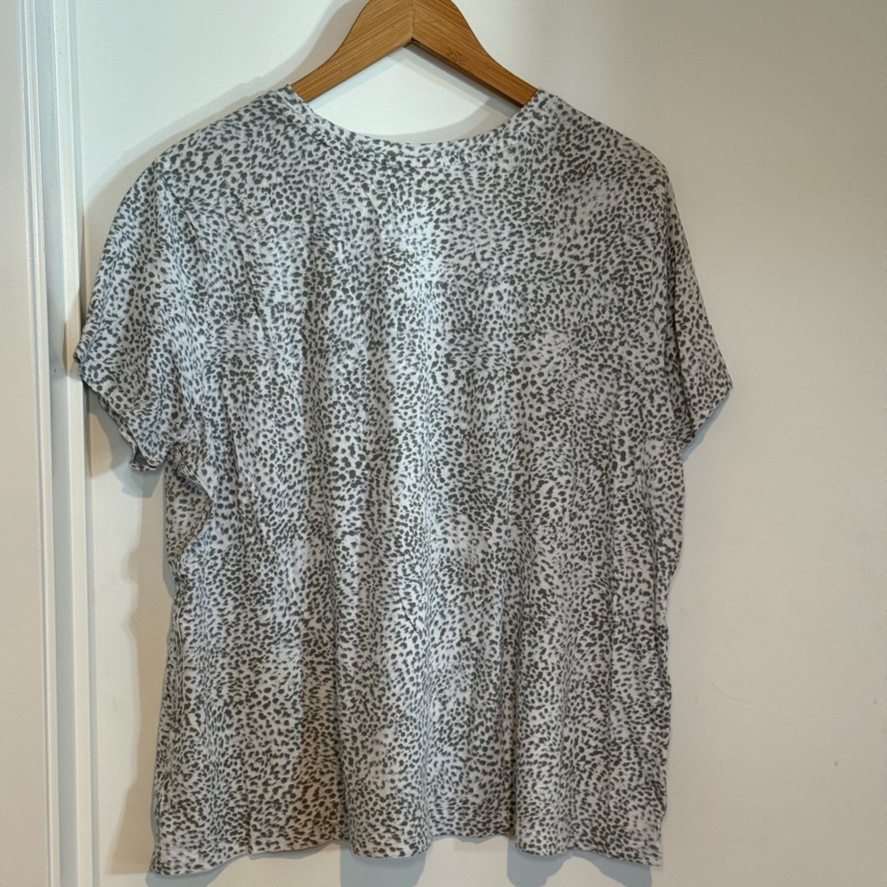 Grey Leopard Print Cotton Tee